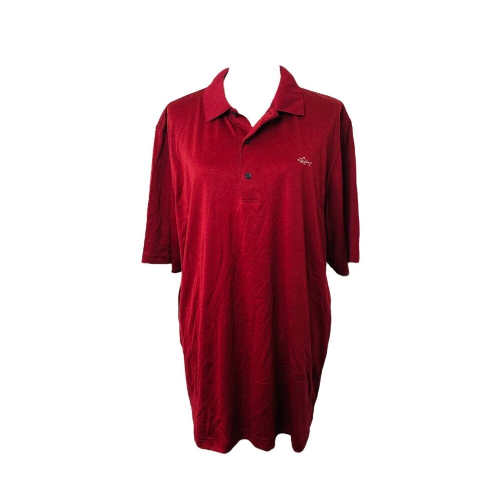 Greg Norman Men's Shirt Maroon Red ML75 Play Dry Golf Polo Size Large